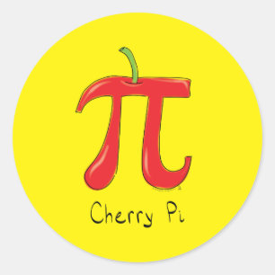 Pegatina Redonda Pegatinas del Cherry Pi Cute Math Pi Day