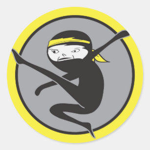 Pegatina Redonda Pegatinas del Cinturón Amarillo Ninja