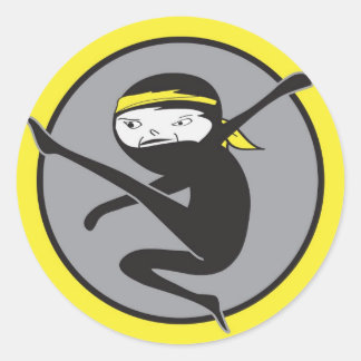 Pegatina Redonda Pegatinas del Cinturón Amarillo Ninja