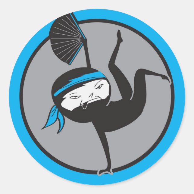 Pegatina Redonda PEGATINAS del Cinturón Azul de NInja (Anverso)