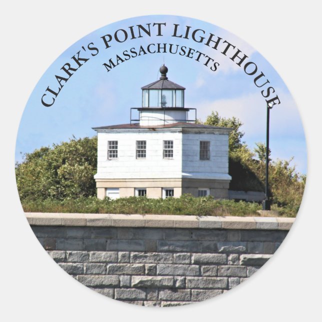 Pegatina Redonda Pegatinas del Clarks Point Lighthouse Massachusett (Anverso)