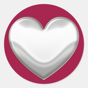 Pegatina Redonda Pegatinas del corazón blanco