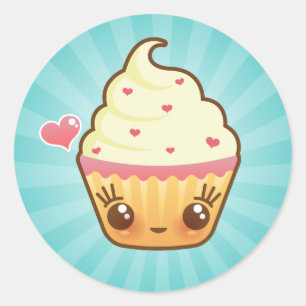 Pegatina Redonda Pegatinas del corazón de CuppyCakes