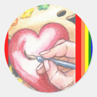 Pegatina Redonda Pegatinas del corazón del artista