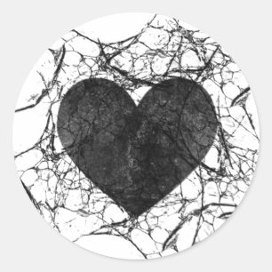 Pegatina Redonda Pegatinas del corazón destrozados por el gótico