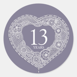 Pegatina Redonda pegatinas del corazón en el aniversario de 13 años