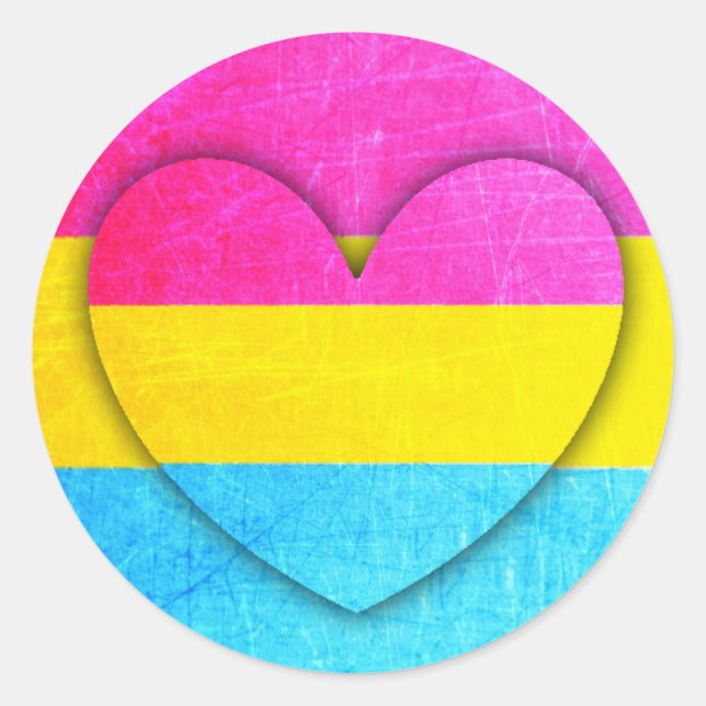 Pegatina Redonda Pegatinas del corazón pansexual (Anverso)