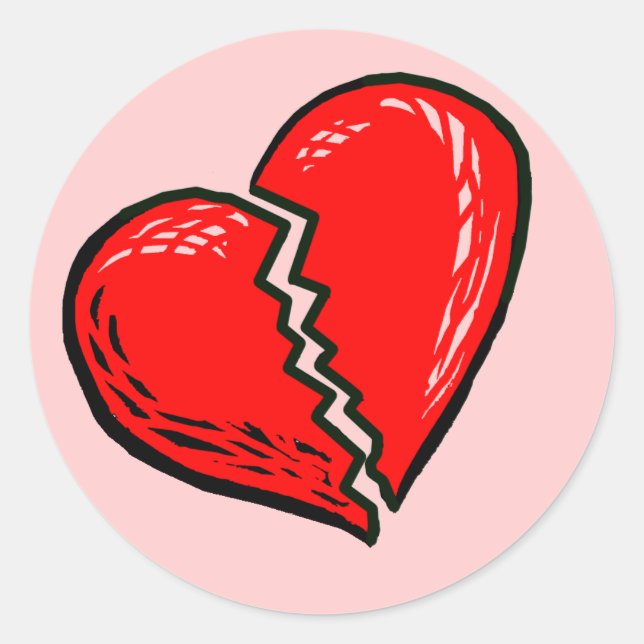 Pegatina Redonda Pegatinas del corazón roto (Anverso)