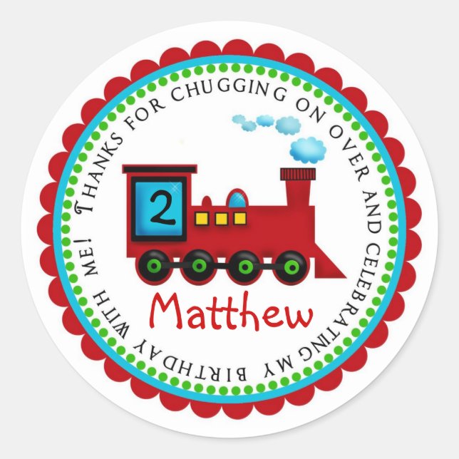 Pegatina Redonda Pegatinas del Cumpleaños del Tren (Anverso)