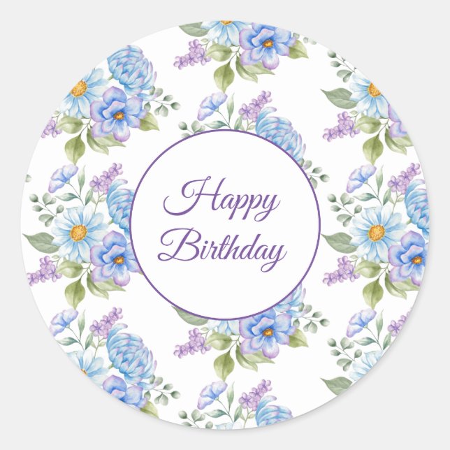 Pegatina Redonda Pegatinas del cumpleaños feliz (Anverso)