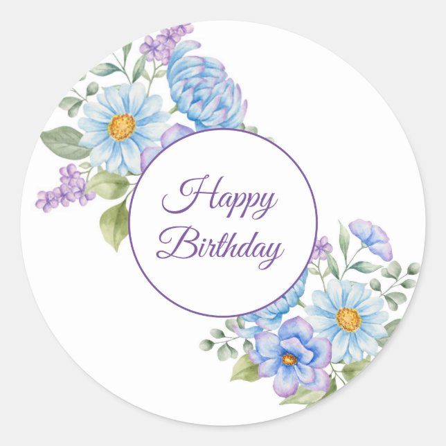 Pegatina Redonda Pegatinas del cumpleaños feliz (Anverso)