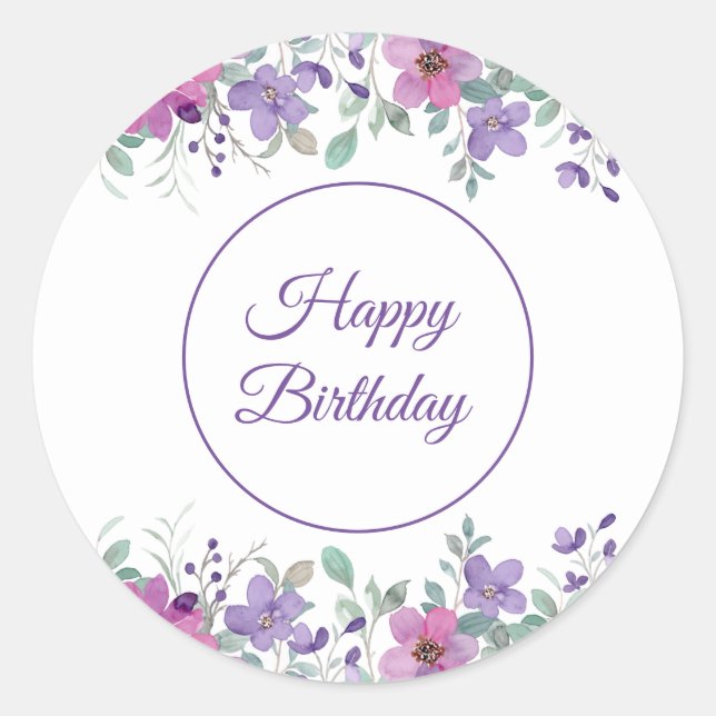 Pegatina Redonda Pegatinas del cumpleaños feliz (Anverso)