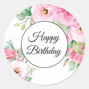 Pegatina Redonda Pegatinas del cumpleaños feliz