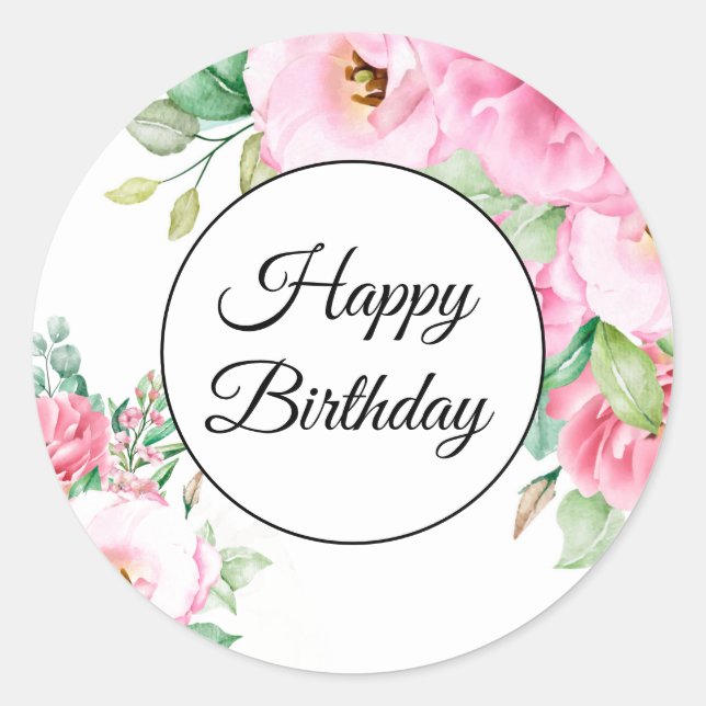 Pegatina Redonda Pegatinas del cumpleaños feliz (Anverso)