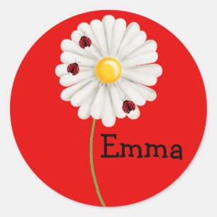 Pegatina Redonda Pegatinas del cumpleaños Lady Bug