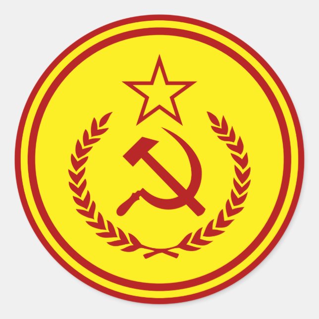 Pegatina Redonda Pegatinas del distintivo Hammer and Sickle (Anverso)