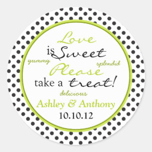 Pegatina Redonda Pegatinas del Dot de Polka Blanco Verde