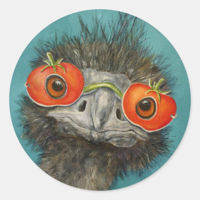 Pegatina Redonda pegatinas del emu (Anverso)