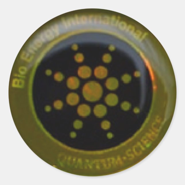 Pegatina Redonda PEGATINAS del Escudo Científico Quantum de EMF (Anverso)
