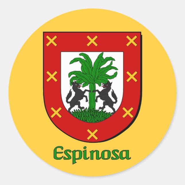 Pegatina Redonda Pegatinas del Escudo de la Familia Espinosa (Anverso)