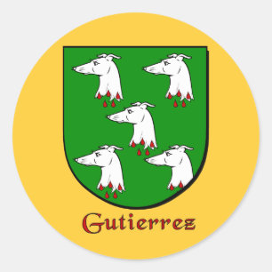 Pegatina Redonda Pegatinas del Escudo de la Familia Gutiérrez