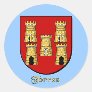Pegatina Redonda Pegatinas del Escudo de la Familia Torres