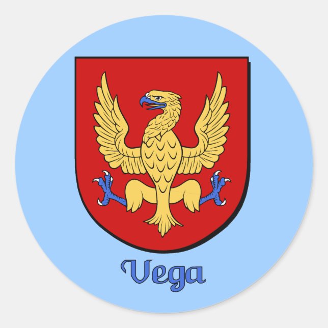 Pegatina Redonda Pegatinas del Escudo de la familia Vega (Anverso)