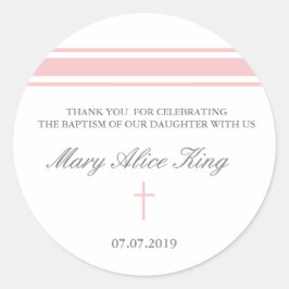 Pegatina Redonda Pegatinas del favor del bautismo del chica