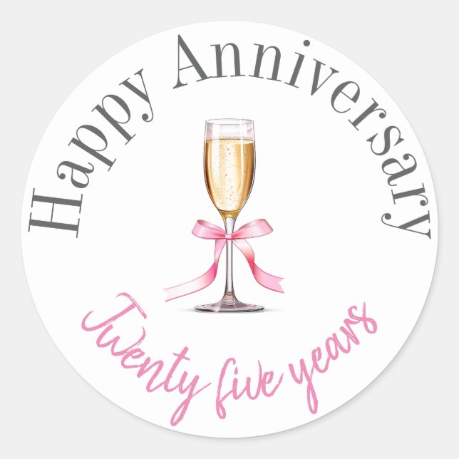 Pegatina Redonda Pegatinas del feliz aniversario (Anverso)