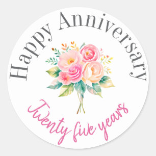 Pegatina Redonda Pegatinas del feliz aniversario