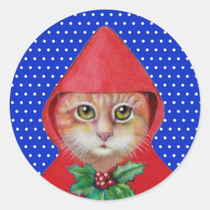 Pegatina Redonda Pegatinas del gato del navidad