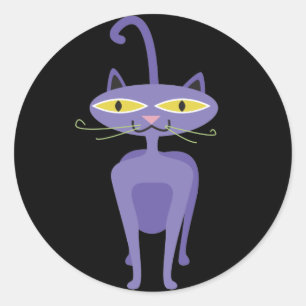 Pegatina Redonda pegatinas del gato personalizado morado