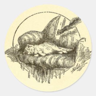 Pegatina Redonda Pegatinas del gato y la ardilla