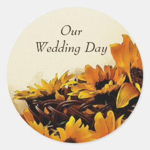 Pegatina Redonda Pegatinas del girasol otoño