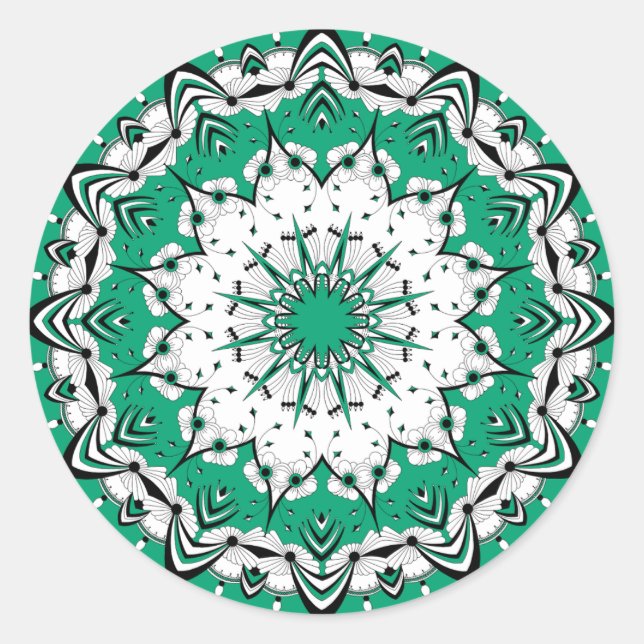 Pegatina Redonda Pegatinas del Green Mandala (Diseño 3) (Anverso)