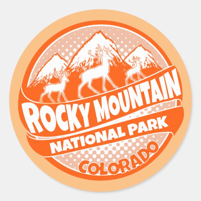 Pegatina Redonda Pegatinas del logo del naranja Rocky Mountain Park (Anverso)