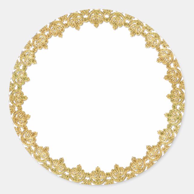 Pegatina Redonda Pegatinas del marco dorado del personalizable (Anverso)