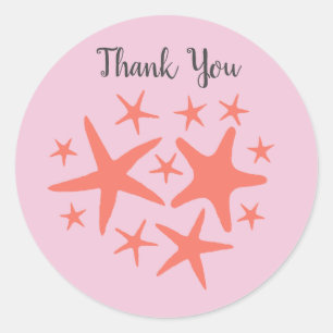 Pegatina Redonda Pegatinas del Mermaid Starfish Ocean Beach Fiestas