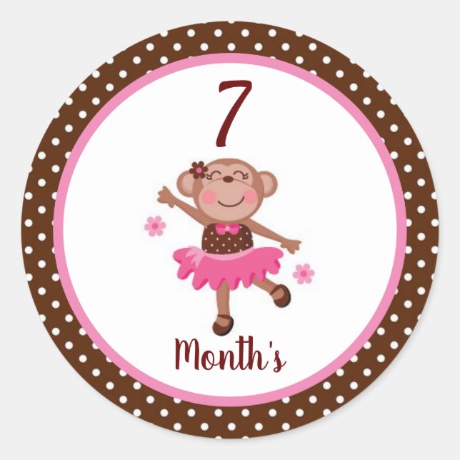 Pegatina Redonda Pegatinas del Mes del Bebé (Anverso)