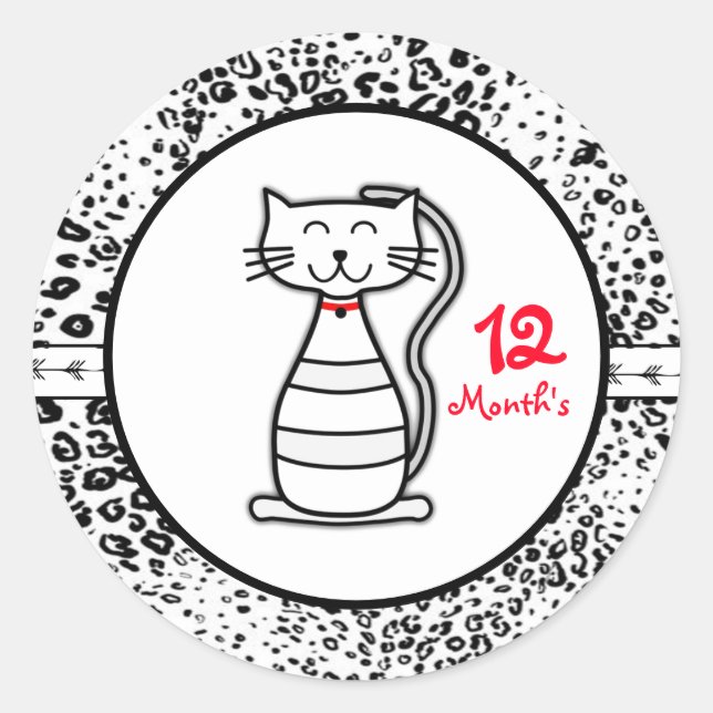 Pegatina Redonda Pegatinas del Mes del Bebé (Anverso)