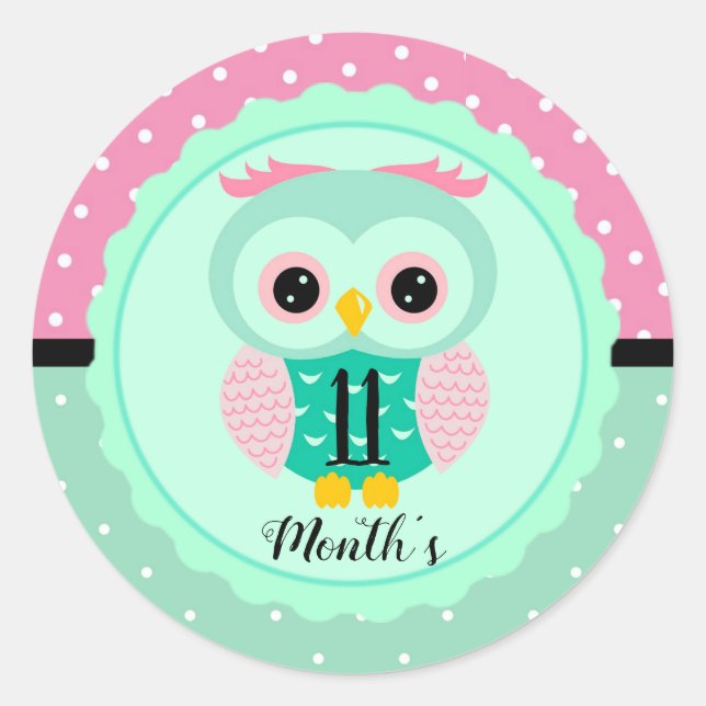 Pegatina Redonda Pegatinas del Mes del Bebé (Anverso)