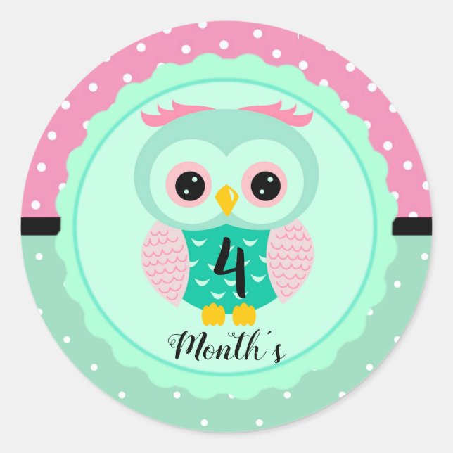 Pegatina Redonda Pegatinas del Mes del Bebé (Anverso)