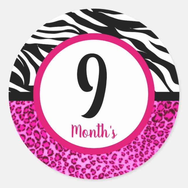 Pegatina Redonda Pegatinas del Mes del Bebé (Anverso)