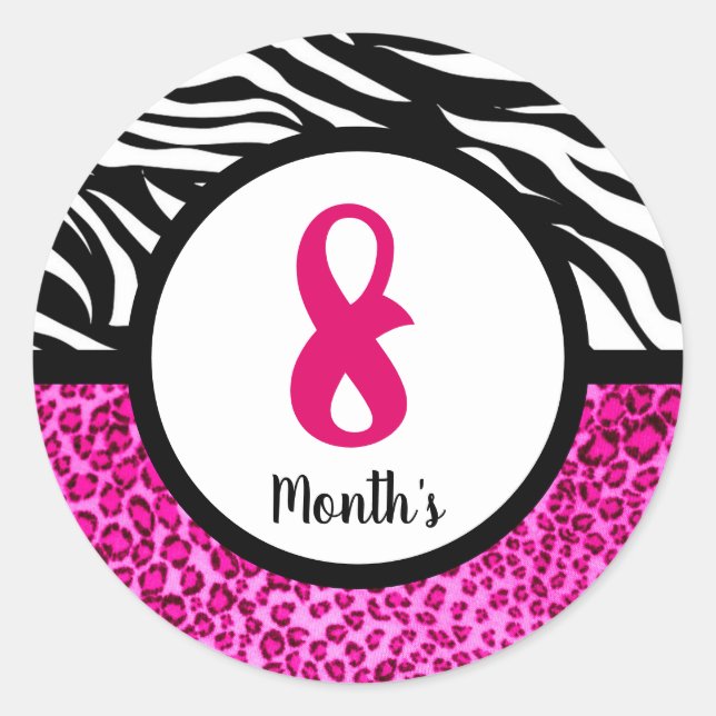 Pegatina Redonda Pegatinas del Mes del Bebé (Anverso)