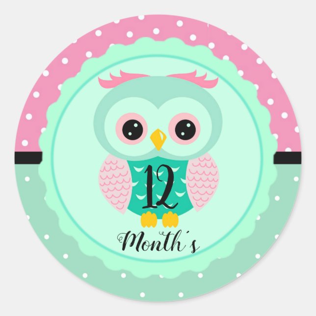 Pegatina Redonda Pegatinas del Mes del Bebé (Anverso)