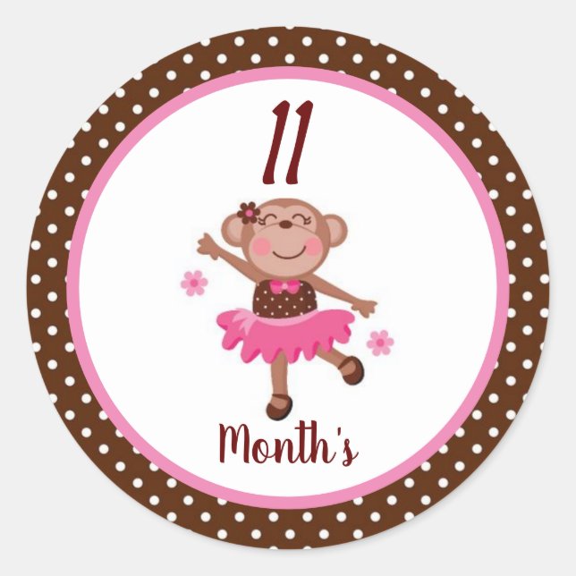 Pegatina Redonda Pegatinas del Mes del Bebé (Anverso)