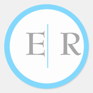 Pegatina Redonda Pegatinas del Monograma Aqua Marigold