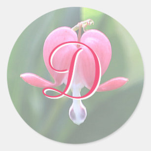 Pegatina Redonda Pegatinas del Monograma D de las Flores Sangrantes