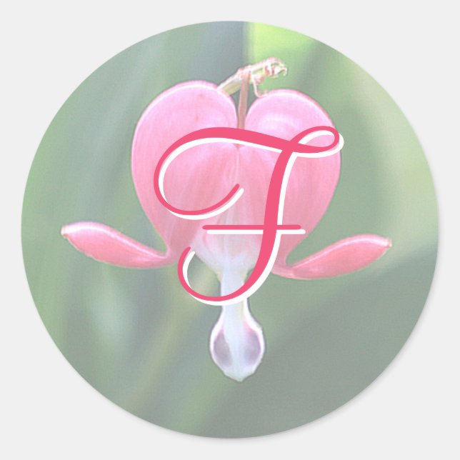 Pegatina Redonda Pegatinas del Monograma F de las Flores Sangrantes (Anverso)