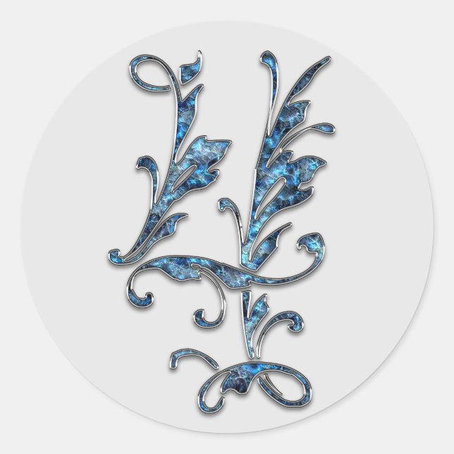 Pegatina Redonda pegatinas del monograma número 4 (Anverso)